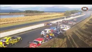MASSIVE 12 CAR PILE UP!!! Supercars 2017 Tasmania Symmons Plains
