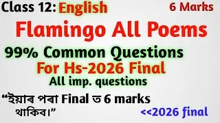 Hs 2nd year English important questions | Class 12 Flamingo all poems important questions for 2026 