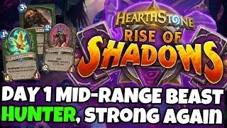 MID RANGE BEAST HUNTER! Day 1 Deck (Rise of Shadows Hearthstone Gameplay Commentary)