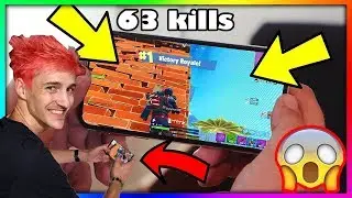 NINJA TRIES FORTNITE MOBILE AND GETS A HUGE WIN 63 KILLS!!