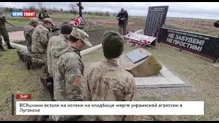 Украинские военные встали на колени на кладбище жертв украинской агрессии в Луганске