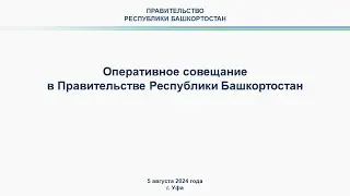 Оперативное совещание в Правительстве Республики Башкортостан: прямая трансляция 5 августа 2024 г.