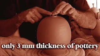 Making specialized pottery with a body thickness of 3 mm by Mr. Hossein Hassani with a pottery wheel