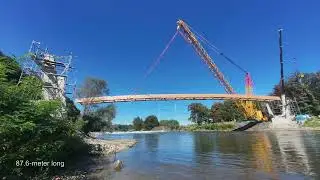 Timelapse footage captures Ceršak bridge installation / Most Ceršak, posnetek s časovnim zamikom
