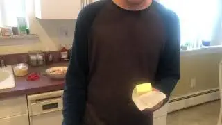 Adding butter to frying pan