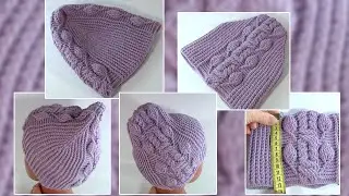 Cool Stylish Cozy and Beautiful!!!/Cable Hat Crochet  Leaf/Author's PATTERN