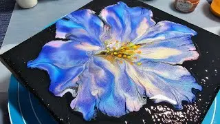 123 STUNNING Acrylic Paint Pouring BLUE Flower Dip 💠 inspo @fionascreativecanvas Fluid Acrylic Art