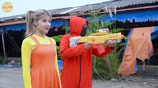 Banana TV : Sprider-Man In Real Life Green Light And Red Light SQUID GAME Balloons Challenge
