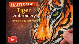 DIY 2- Вышивка тигра в коллажной технике. Tiger embroidery using collage technique.
