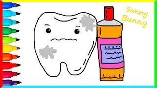 Drawing and coloring Tooth and toothpaste 🦷🍼 - Drawings for kids | Sunny and Bunny Draws