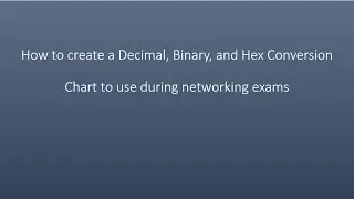How to create a Decimal, Binary, and Hex Conversion Chart to use during Networking exams