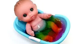 Baby Doll Slime Bath Time Learn Colors Play toys