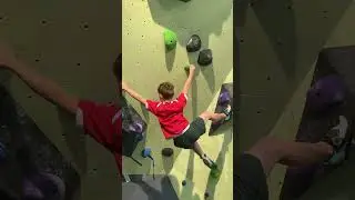 Joshua’s turn to climb the new overhang boulder!