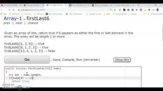 Solution to Arrays Coding Bat #1 (firstLast6)