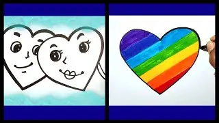 Rainbow heart and Twin heart drawing || Easy drawing for kids