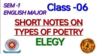 ELEGY( A SHORT NOTE )SEM-1 ENGLISH MAJOR CLASS-6  #VBU#EXAM#baenglish @LearnEnglishEasilyAKPathak
