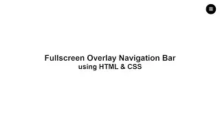 Full Screen Overlay Navigayion Bar Using HTML and CSS | with Neon Effect CSS