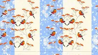 015 Фон Снегири Рождество