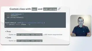 Error reporting in C++ - Custom classes with boolean and content (10/13)