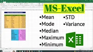 MS-Excel | Mean, Mode, Median,STD, Variance, Max, Min