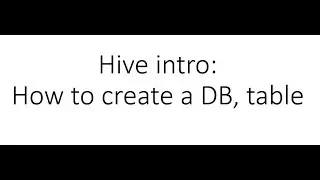 Hive tutorial - Hive intro, create database, create table, insert data into table