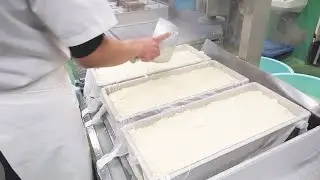 A close look at the tofu production process. A craftsman teaches how to make Tofu at home