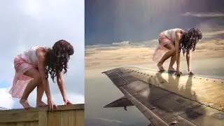 Photoshop Manipulation Tutorials Photo Effects | Girl on Plane