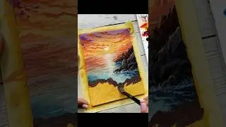 Sunset 🌅 seascape / Acrylic painting / Subscribe 💖 #shorts #acrylicpainting #art