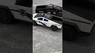 1:24 Tesla Police Truck Diecast Model | Black & White Alloy Metal with Realistic Details