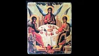 Старинная Православная Икона "Ветхозаветная Троица". 14 век