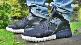 adidas Tubular X Knit Carbon Black + On Feet HD