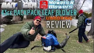WILD BADGER POWER 43CC 2 STROKE CYCLE 50:1 GAS OIL MIX 39” AIR TUBE BACKPACK LEAF BLOWER REVIEW DEMO
