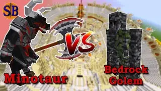 Minotaur (Nightmare Craft) VS Bedrock Golem (Extra golem) | Minecraft Mob Battle