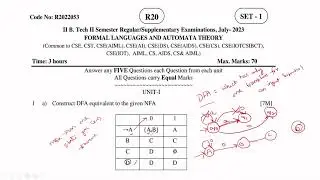 Construct DFA for the given NFA by Bharathi Patnala- JNTUK July 2023 Solved Problem-BTECH 2/2