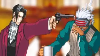 [objection.lol] Edgeworth shoots Godot because he threw coffee at him