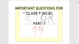 MATHS|| CLASS 7 NCERT|| IMPORTANT QUESTIONS|| MCQ|| PART 7.
