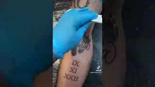 SCRIPT + FOOTPRINT TATTOO