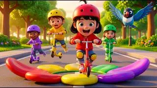 Red Scooter vs Colorful Scooters! Kids Race (3D Cartoon)