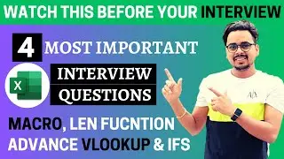 Interview Questions for MIS Executives ! Excel Interview Questions - MACRO, VLOOKUP ,Nested IF & LEN