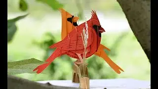 popup card double cardinal bird