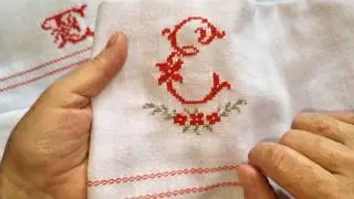 How to embroider CROSS STITCH with PERFECT BACK for dishcloth! With monogram for free 