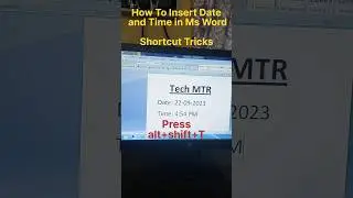 Insert date and time useing shortcut tricks in ms word🔥🔥🔥😱...#shorts #shortvideo #ytshorts