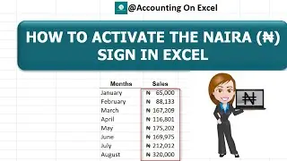 How To Activate The Naira Sign In Excel
