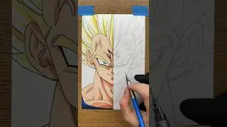 ANIME X LIVE ACTION Majin Vegeta #vegeta #dragonballz #dragonball #dbz #drawing #howtodraw
