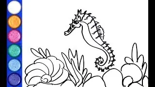 How to draw a Seahorse with watercolor