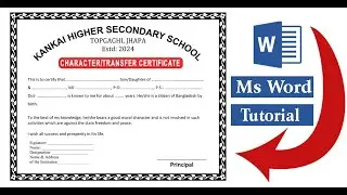 How to Make Character Certificate Design in ms word || ms word tutorial ||