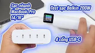 Test cục sạc Belkin BoostCharge 200W, sạc nhanh cho MacBook Pro 16