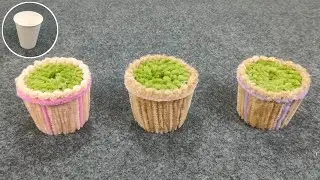 DIY | Mini pot from paper cup and Pipe cleaner | paper cup DIY| Pipe cleaner craft idea | Kawaii diy