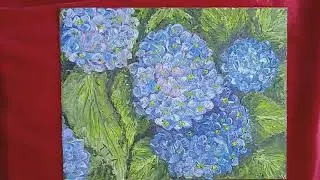 The original art oil painting   Hydrangea flowers is beautiful  Impasto, palette knife