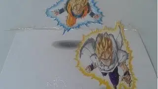Drawing 3D SSJ2 Goku and Gohan from dragon ball z